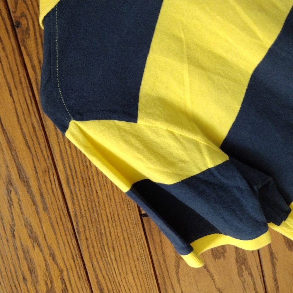 Vintage 1987 AEROPOSTALE MEN'S YELLOW / NAVY STRIPPED POLO SZ S - Picture 7 of 7